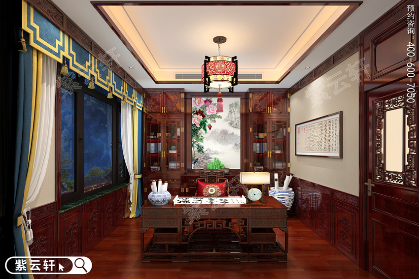 中式<a href=http://m.disposabletattoopen.com/shufangzhs/ target=_blank class=infotextkey>書房裝修效果圖</a>