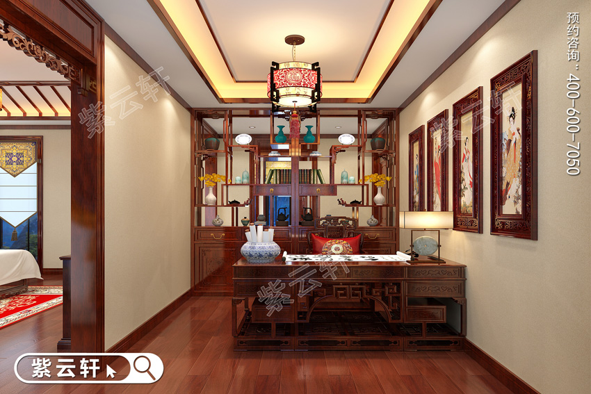 書(shū)房<a href=http://m.disposabletattoopen.com/ target=_blank class=infotextkey>中式裝修效果圖</a>