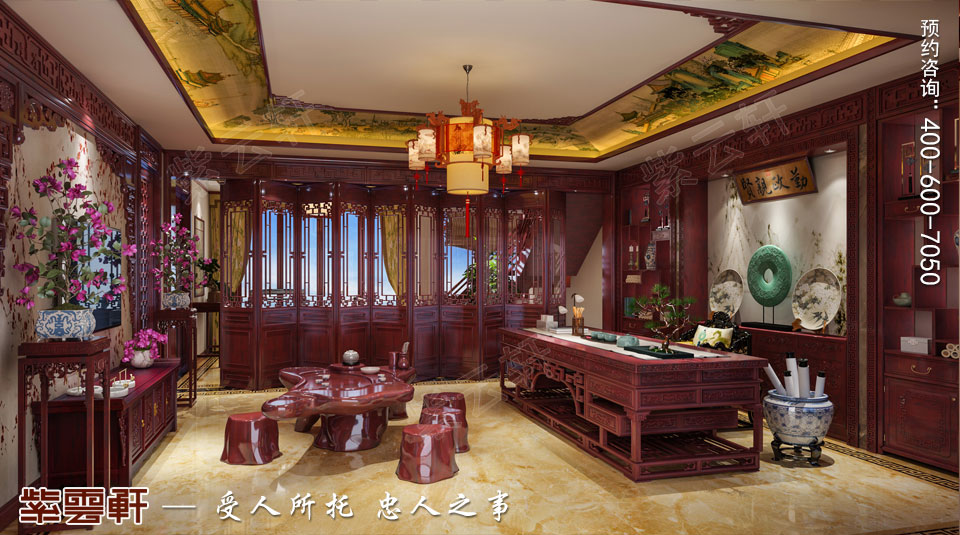 書(shū)房茶室中式裝修效果圖
