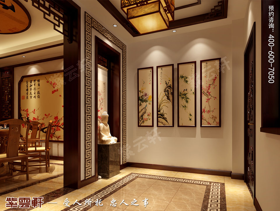 復式樓玄關(guān)現(xiàn)代中式裝修效果圖