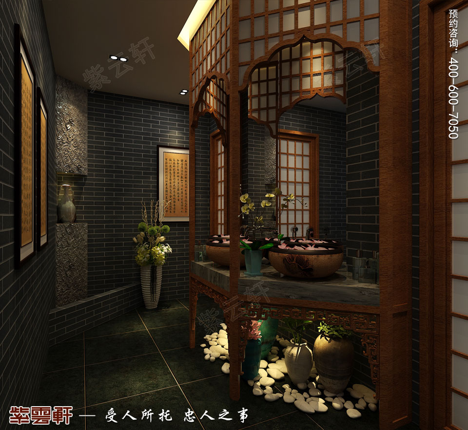 禪茶會(huì)所衛(wèi)生間現(xiàn)代中式風(fēng)格裝修效果圖