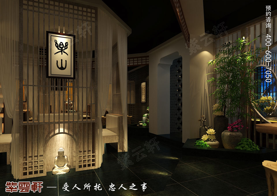 禪茶會(huì)所卡座現(xiàn)代中式風(fēng)格裝修效果圖