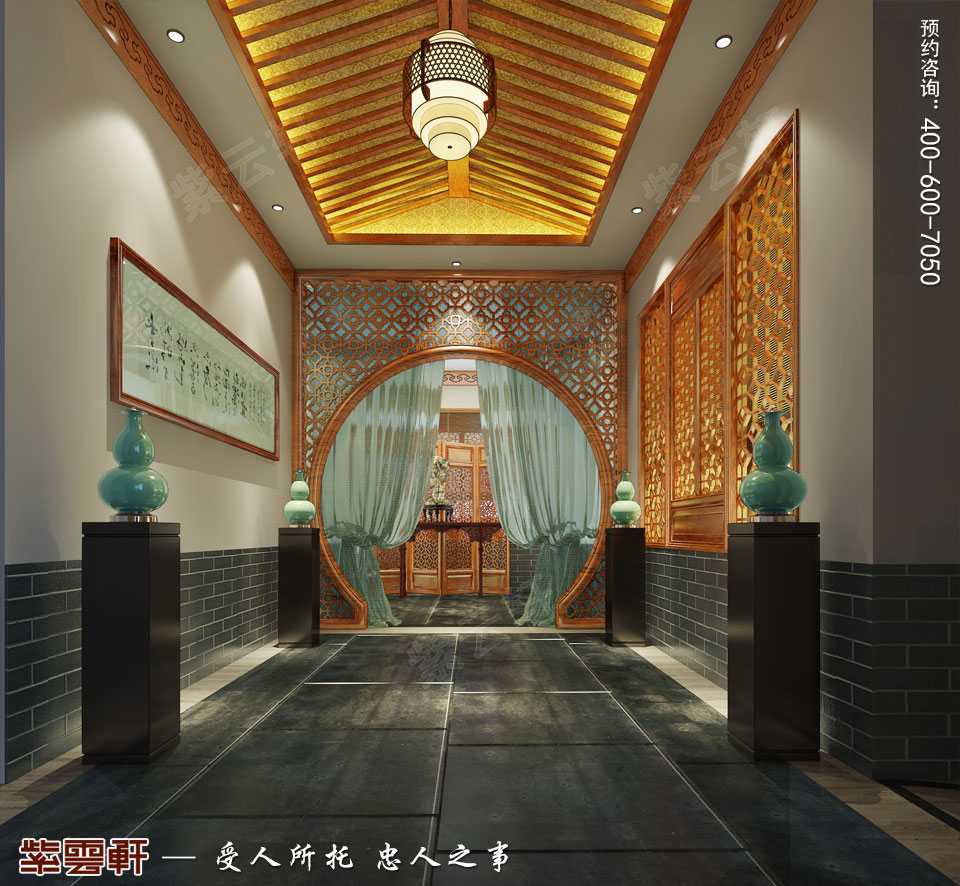 私人會(huì)所過(guò)道田園中式裝修圖