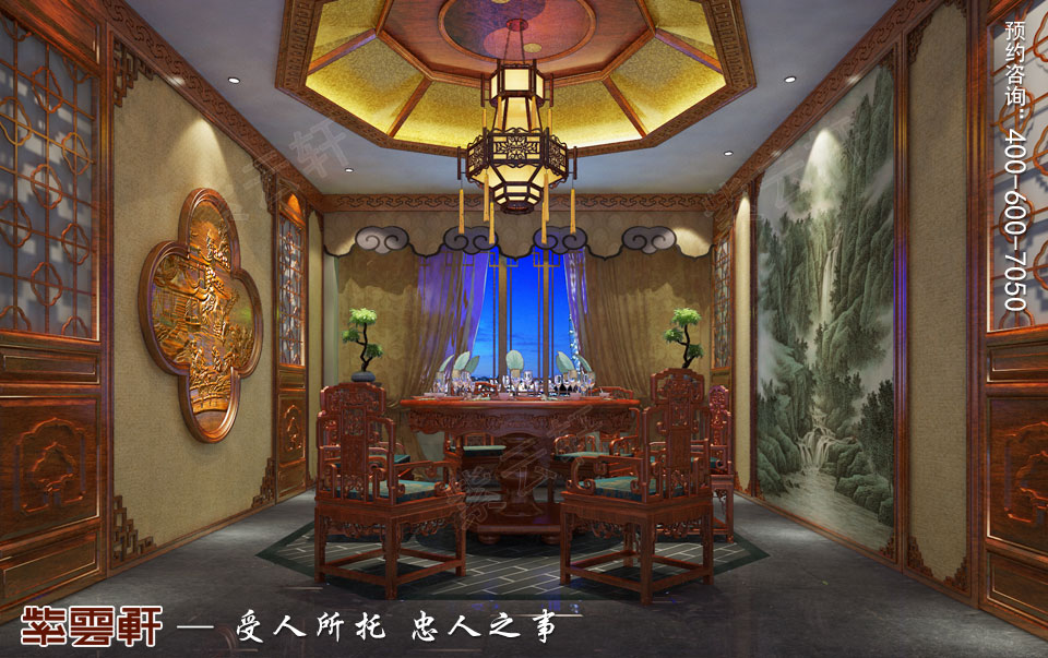 私人會(huì)所餐廳田園中式裝修圖