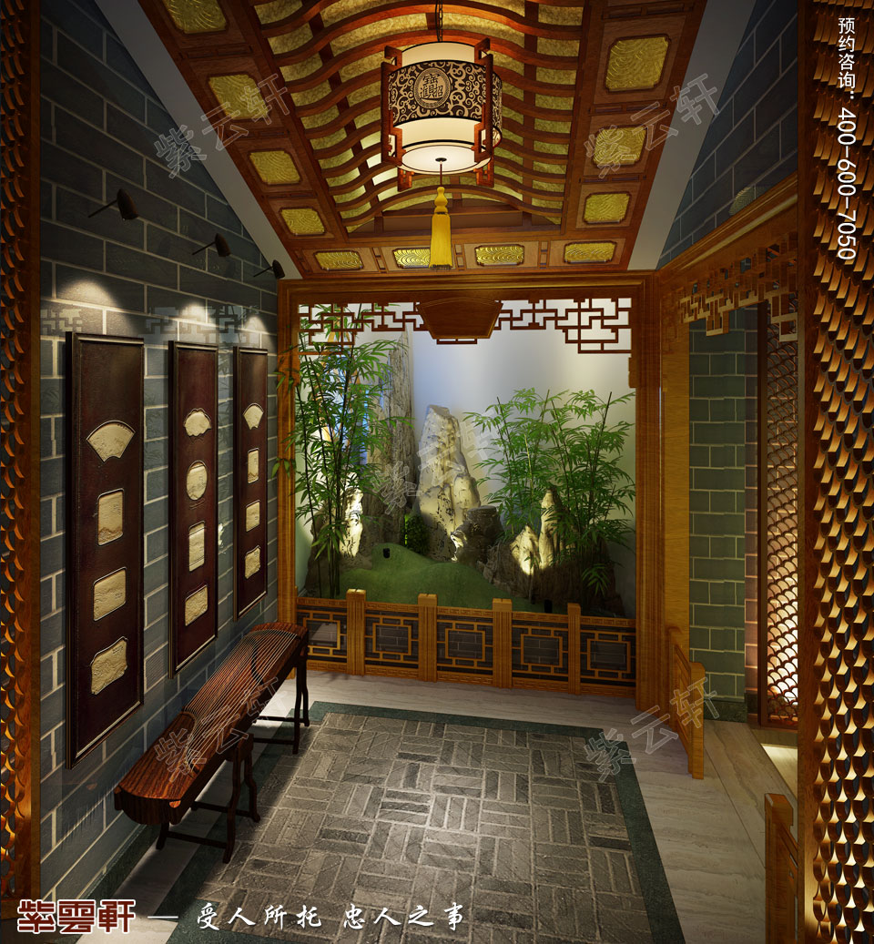 私人會(huì)所端景區(qū)古典中式裝修風(fēng)格