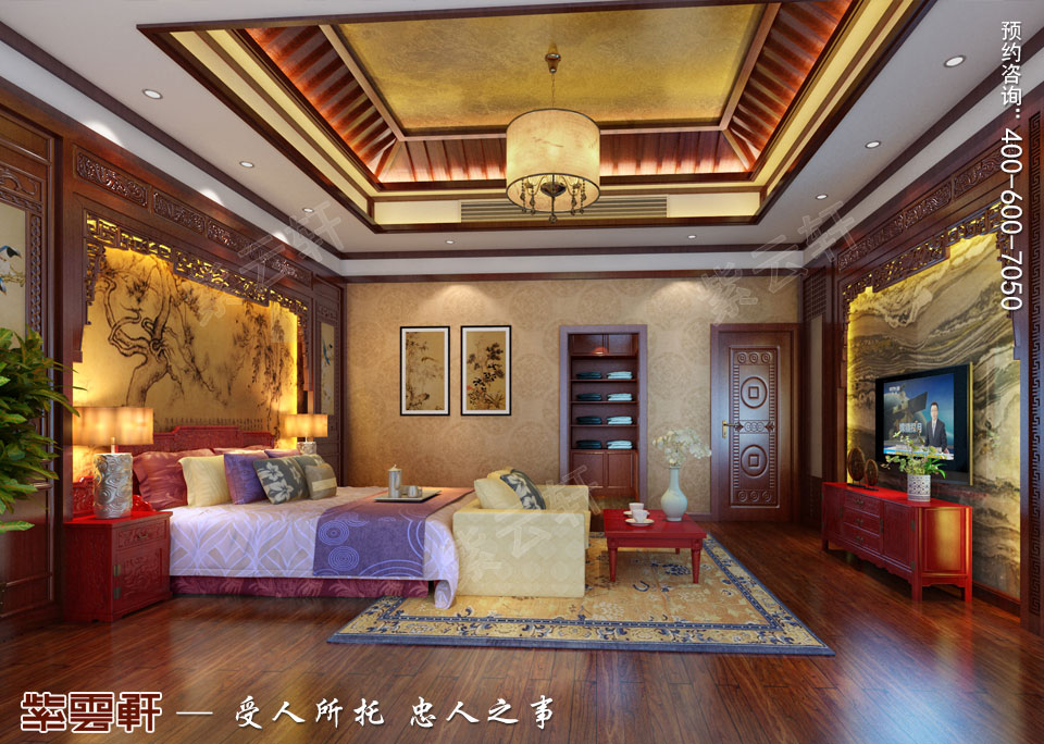 中式豪宅設(shè)計主臥